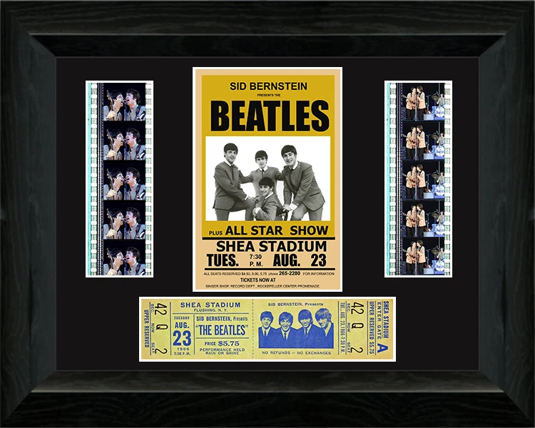 The Beatles Shea Stadium ,35mm filmcell with Concert Ticket