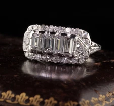 Wonderful Very Special Antique Design Lab-Created 1.29CT Sparkle Diamonds Ring