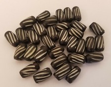 50 pcs Black  White Striped Small 12mm Oval Genuine Bone Horn Jewelry Beads