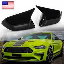 For 2015-2020-2022 Ford Mustang M Horn Style Gloss Black Side Mirror Cover Cap