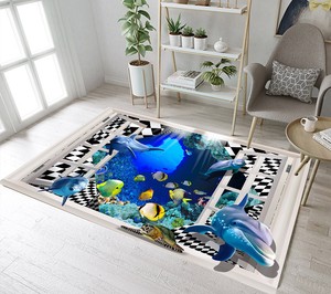 Window Undersea Dolphin Sea Turtle Fish Area Rugs Bedroom Living Room Floor Mat Ebay