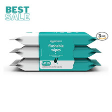 Flushable Adult Toilet Wipes, Fragrance Free, 126 Count 3 Packs of 42 