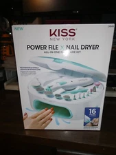 KISS Power File X Nail Dryer All-In-One Nail Care Kit Rechargeable 16 Pcs Tested