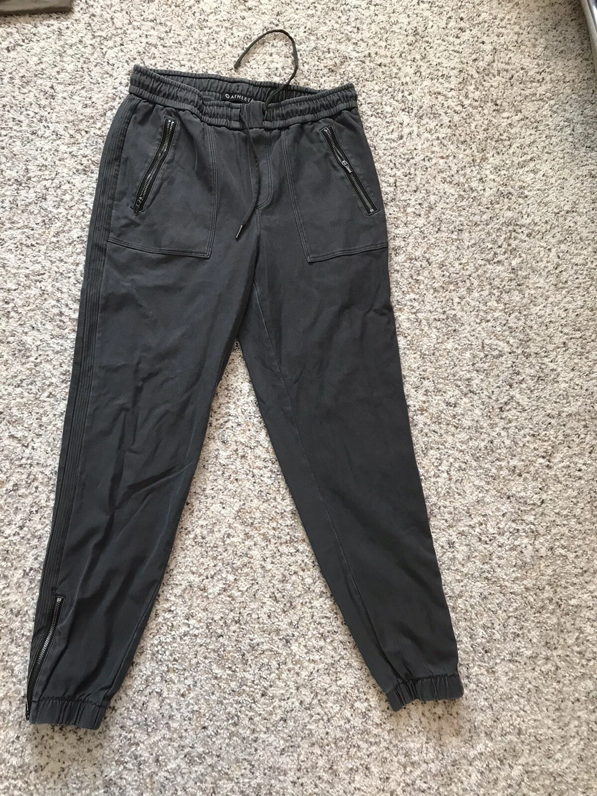 ATHLETA Gray Jogger Pants - Size 2 ZIp Pockets, Back Pockets Pull On Zip Legs