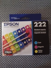 Epson 222 Genuine Color Ink Cartridges Cyan Magenta Yellow 3-Pack Exp 06/2028