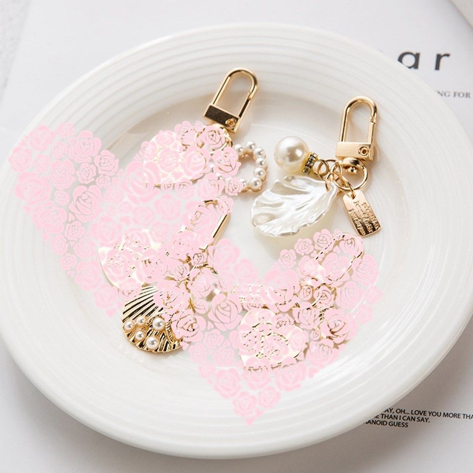 Jewelry Fashion Keyring Charms Girls Keychain Pearl Shell Metal | eBay ...