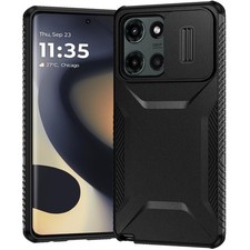 For Motorola Edge 2025 Case Rugged Side Grip Hybrid with Sliding Rear Lens Cover