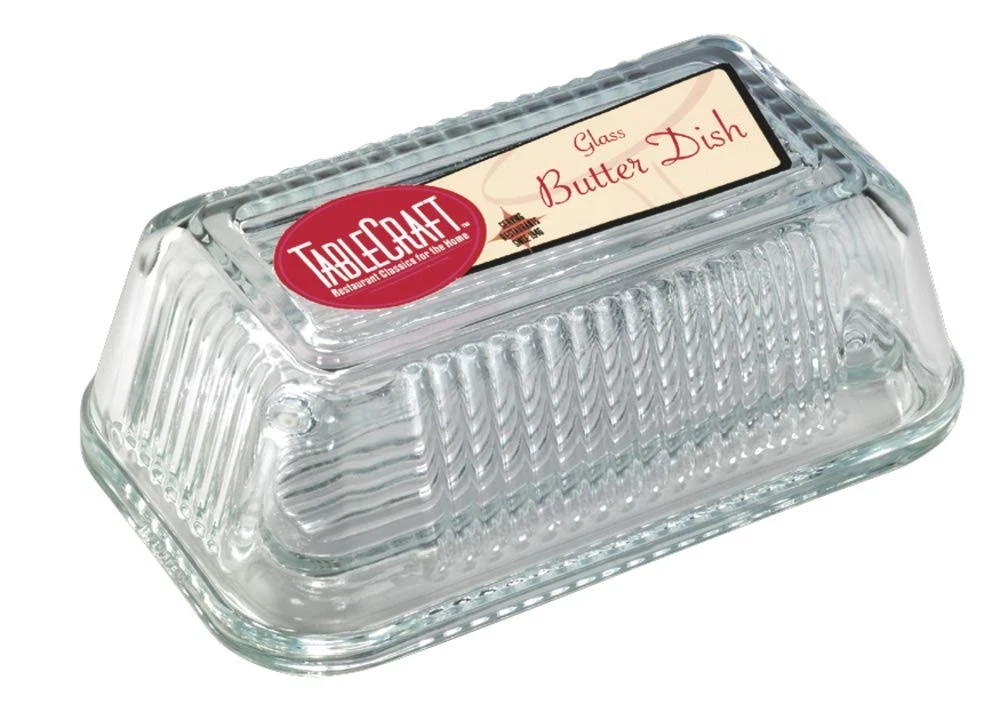 Tablecraft Ribbed Glass Butter Dish Clear 6 75 Inch Decorative Butter Dish