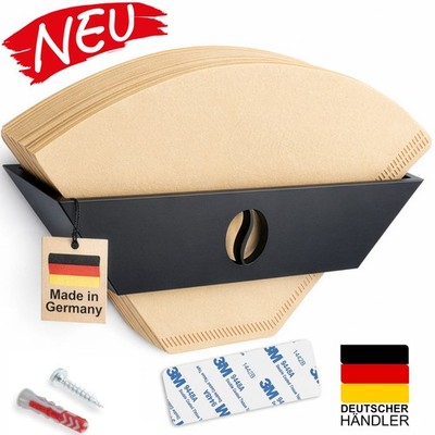Kaffee Filtertüten Wandhalterung schwarz mit Schraube und Klebepad  NEU