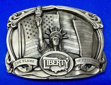 Statue Of Liberty American Flag The Flame Of Freedom 1985 Bergamot Belt Buckle