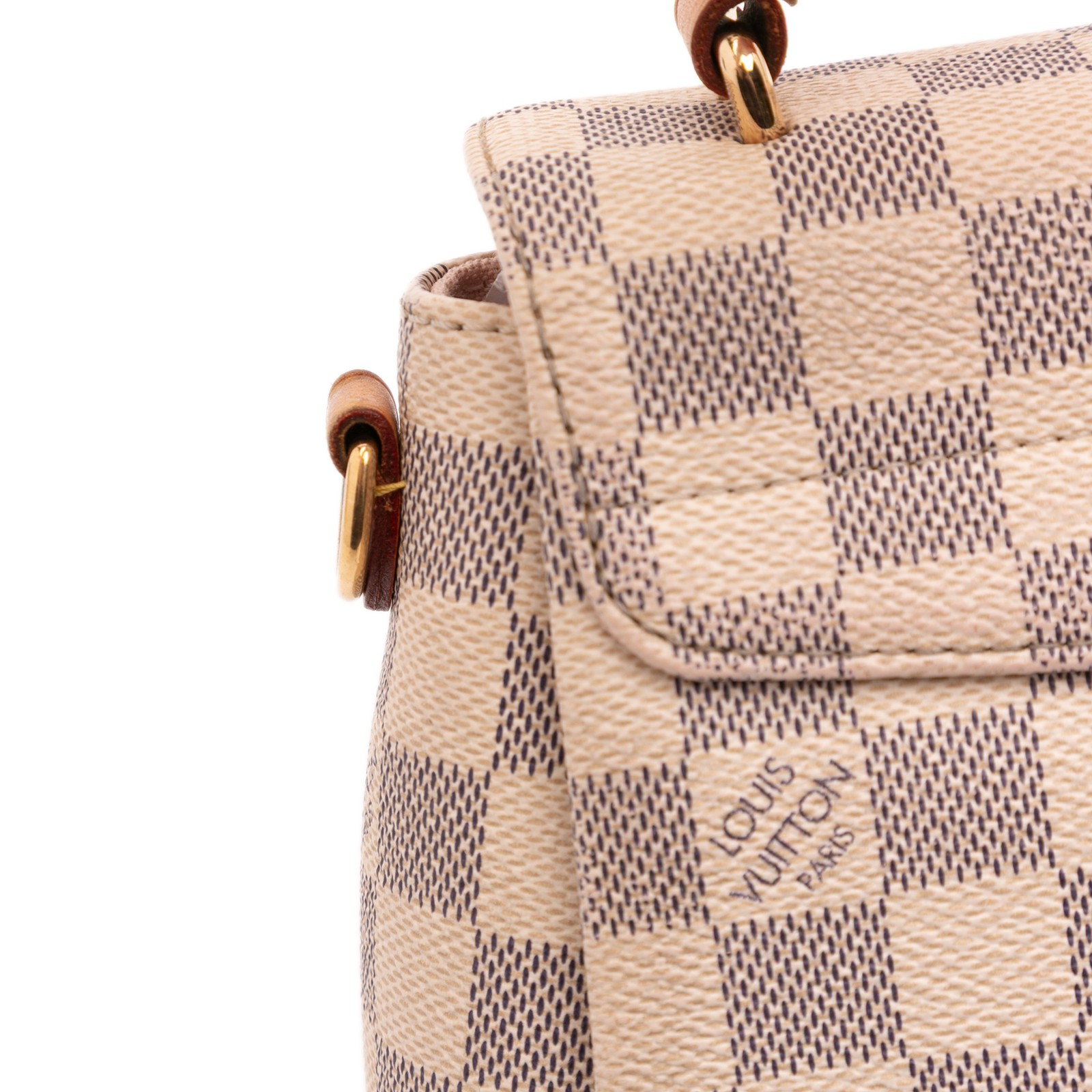 Authenticated Louis Vuitton Damier Azur Croisette White Canvas Satchel