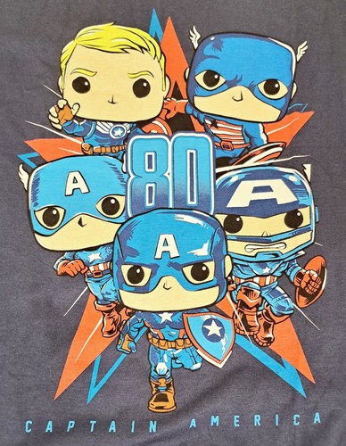 Funko Tees Captain America 80 Year Anniversary T-Shirt Dark Blue XL - Picture 2 of 4