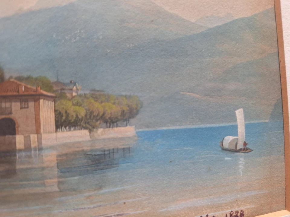 Guiseppe Canella (d.Ältere) 1788-1847 "Paesaggio sul lago" Aquarell - Bild 3 von 4