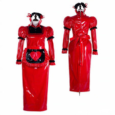 Girl Maid Sissy Lockable Red PVC Dress cosplay costumes Tailor-made