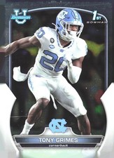 2022 Bowman University Chrome #75 Tony Grimes North Carolina Tar Heels