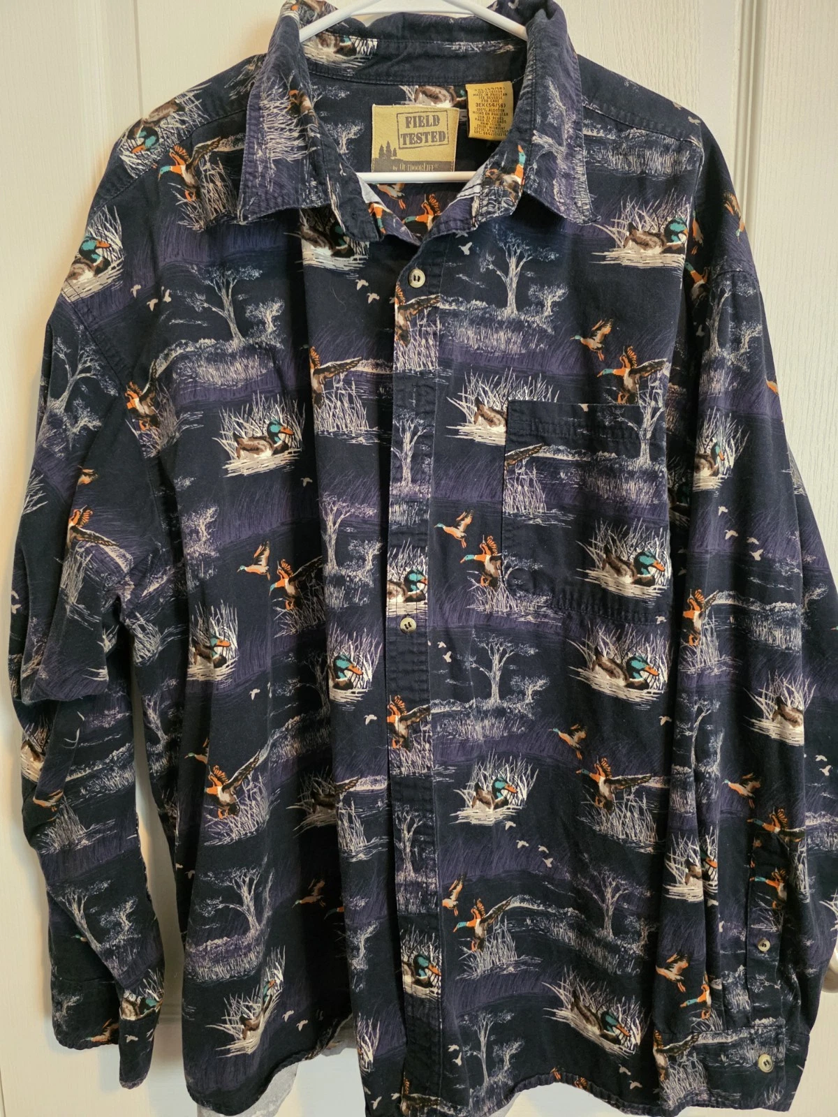 Outdoor Life Men's 3XL Midnight Duck Print Cotton Long Sleeve Button Shirt 133