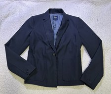 Gap Women Icon Blazer Single Button Jacket Front Pocket Navy Blue Uniform Size 4