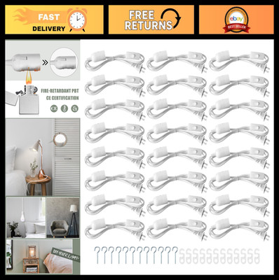 24 Pcs E26/E27 Light Bulb Socket Extension Cord with Switch - 8.2Ft Hanging Lamp