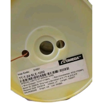 OMEGA TT-T-24-SLE-1000 Type T Thermocouple Wire 24 AWG 1000ft Spool New/Unused