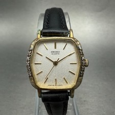 Seiko Watch Women 22mm Silver Dial Gold Tone Hexagon 1221-5110 New Battery VTG