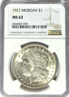 1921 $1 Morgan Silver Dollar MS62 NGC Uncirculated Philadelphia