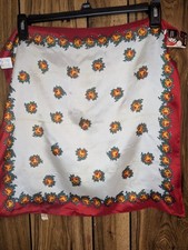 Vintage Scarf 100 Acetate Red Cream Floral Head Scarf NWT