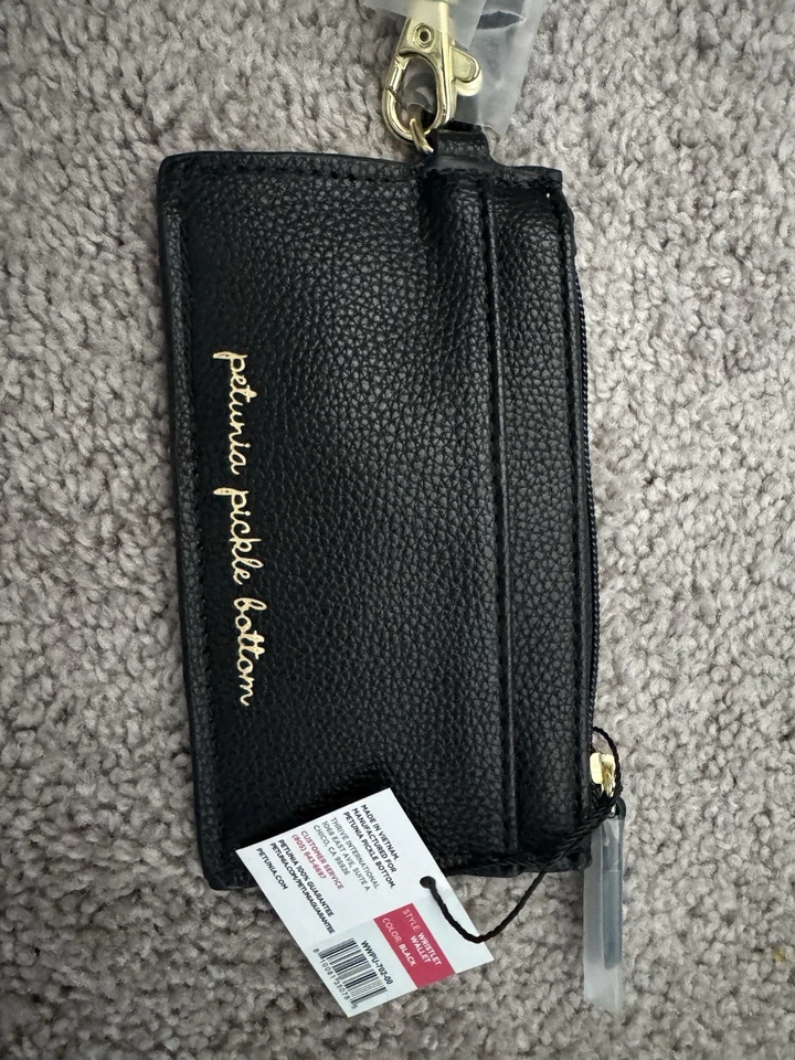 Petunia Pickle Bottom Negro Tarjeta Muñequera Identificación Billetera Estuche con Cremallera Foto 2 de 4