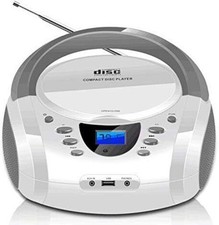 CD Player Portable Boombox with FM Radio USB Bluetooth AUX Input Earphone Jack