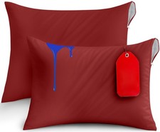 Waterproof Pillowcases 20x26, Zipper Closure, Standard Size, 2 Pack, Red