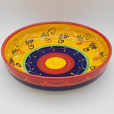 Große runde Schale Servierschale 30 cm x 7 cm spanische Handarbeit Keramik Pottery