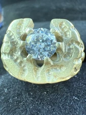 💎 Vintage Zales 15.8g Gold Nugget Horseshoe Ring w/ Diamond (size 9M) – $2,500