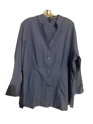 Harvé Bernard Blue Button Up Shirt Women s Size 2X