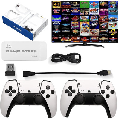 4K Retro Videospielkonsole 20000+ Spiele,USB TV-Stick mit 2x Kabellose Konsole