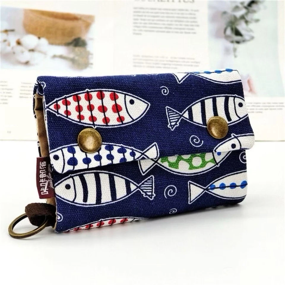 🐾 Cute Print Fabric Wallet | Small Canvas Purse | Coin, Card & Key Holder - Image 3 of 4