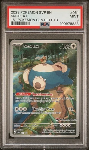 2023 POKEMON 151 POKEMON CENTER ELITE TRAINER BOX PROMO SVP #051 SNORLAX PSA 9
