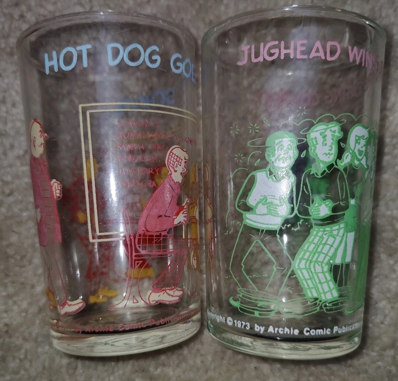 Archie Comics "Jughead Wins the Pie Eating Contest" Jelly Jar Glass Vintage 1973