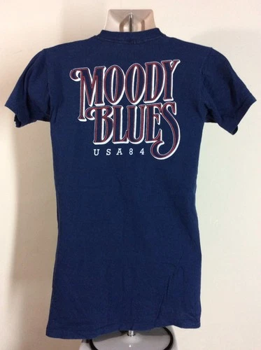 Vtg 1984 Moody Blues Concert T-Shirt Blue S/M 80s Band Tee S 1980s vintage concert t-shirt, vintage, single stitch, B+ condition