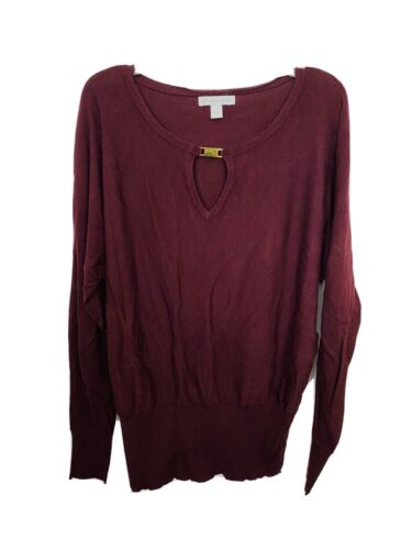 New York & Company M Burgundy Keyhole Sweater Ray… - image 1
