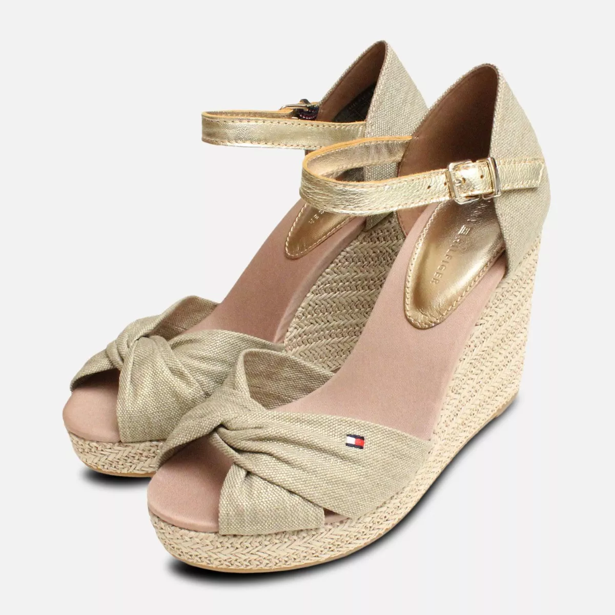 M tallique Toile Sable Tommy Hilfiger Elena Plateforme Sandale