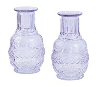 2Er Set Vase Violett Transparent Glas Lila Dekovase Blumenvase Tischdeko Vase