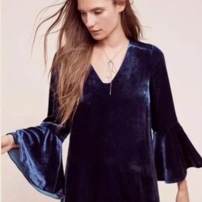 velvet flared sleeve dress Sugar Thrillz Velvet Flare Sleeve Mini Dress main image 1