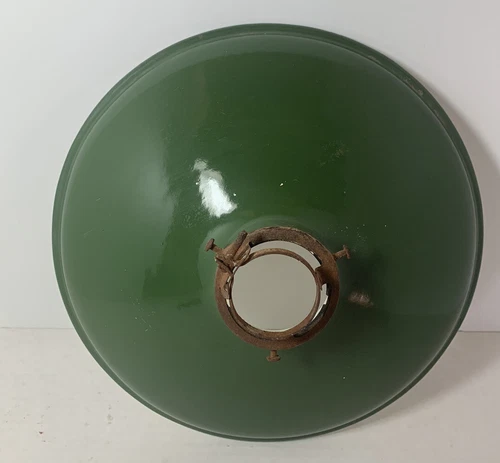 Antique Vintage 1940s 16" Green Porcelain Gas Station Pump Light Lamp Shade Sign