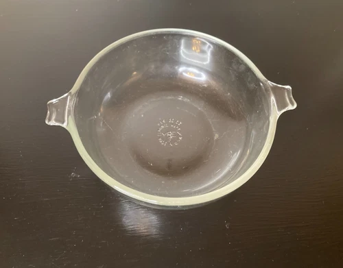 Vintage PYREX 019-20oz - Small Round Clear Glass Bowl With Handles - 1950s VTG