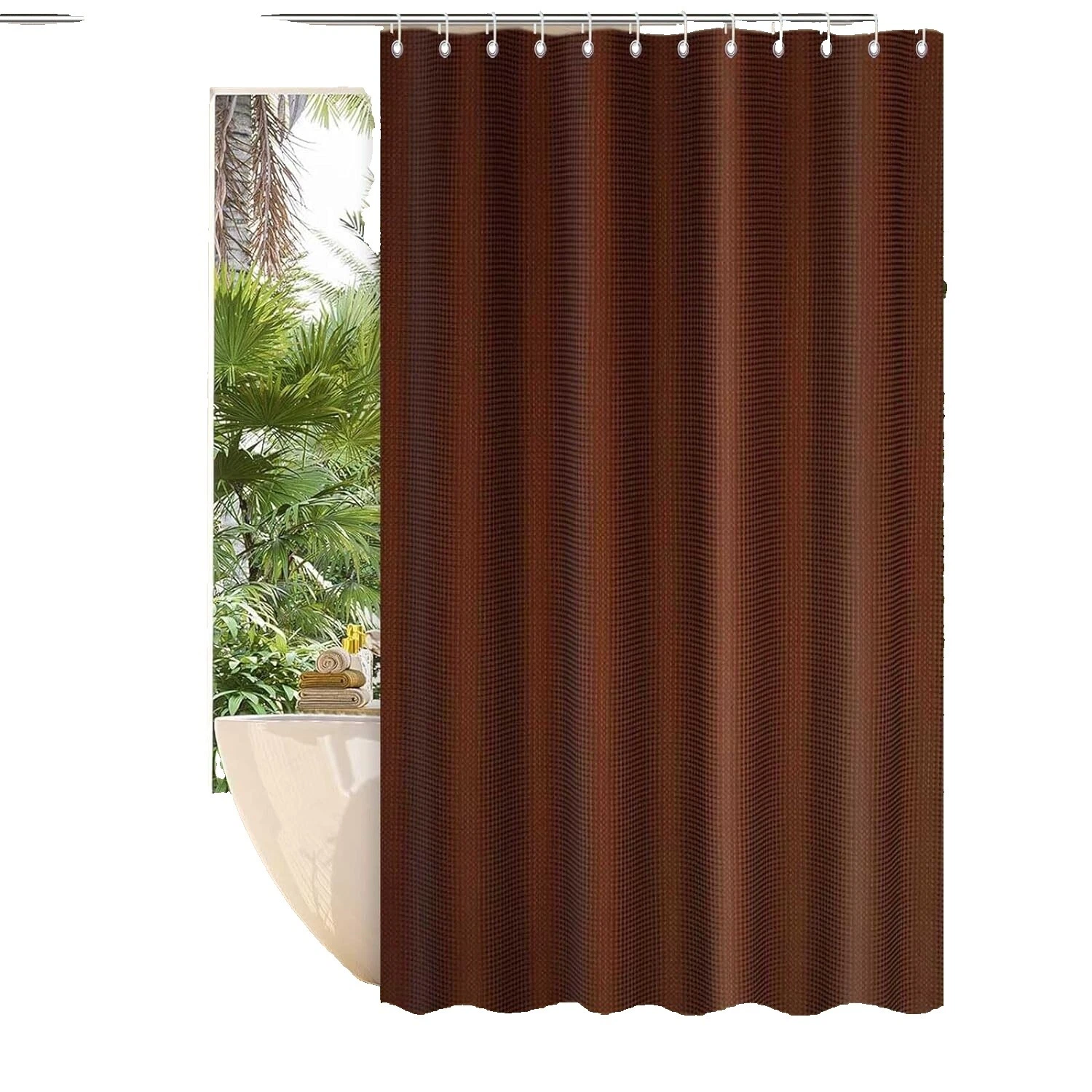Brown Plaid Shower Curtains