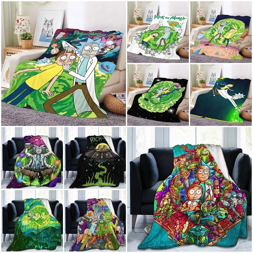 Rick and Morty Fleece Blanket Throw Sofa Bed Warm Soft Blanket Flannel Rug Gift