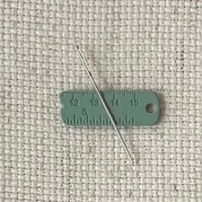 Green Measuring Tape Enamel Needle Minder, Green Ruler Needle Nanny