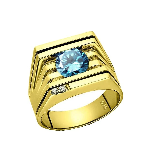 Anéis banhado a Prata Topázio para Homens