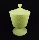 Fenton Wild Strawberry Candy Jar w/ Lid  Compote  9" Custard Glass Satin