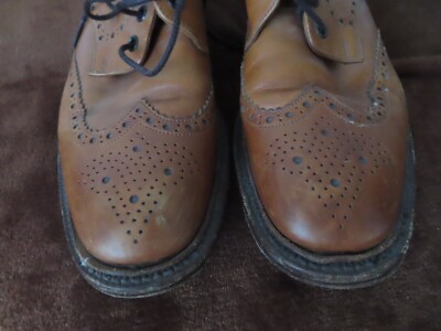 Loake 1880 BURFORD Wingtip Brogue Brown Leather Boots Size 