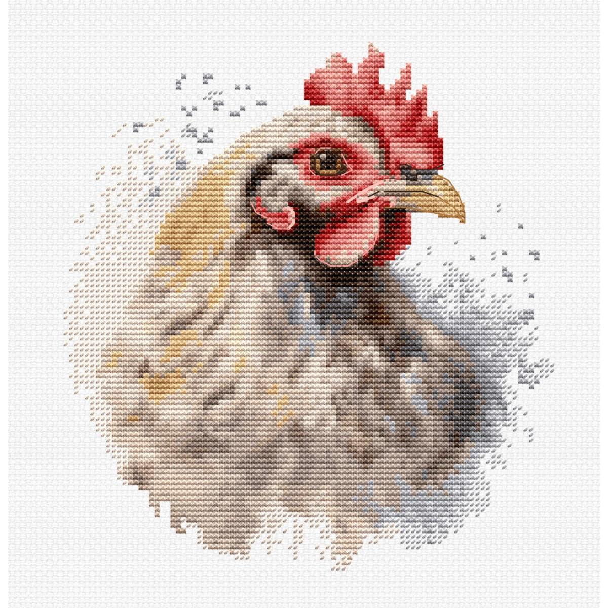 Luca-S counted cross stitch kit with hoop ""The Chicken"", 15x16cm, DIY